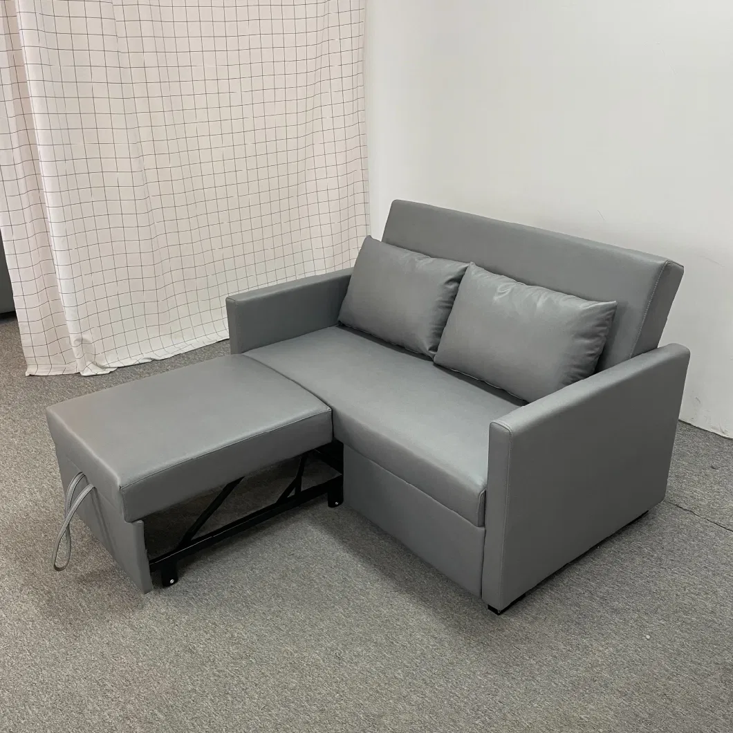 Gray Small Family Living Room Bedroom Lunch Break Folding Sofa Waterproof Dual-Purpose Sofabed