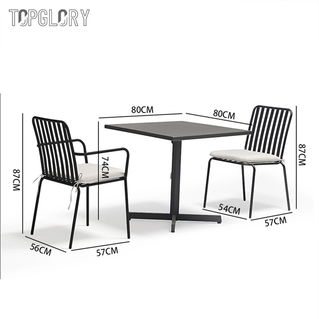 Aluminum Garden Dining Sets Outdoor Patio Rattan Chair Teak Rock Board Table Outdoor Furniture Bamboo Bistro Cafe Garden Aluminum Metal Patio Chair and Table