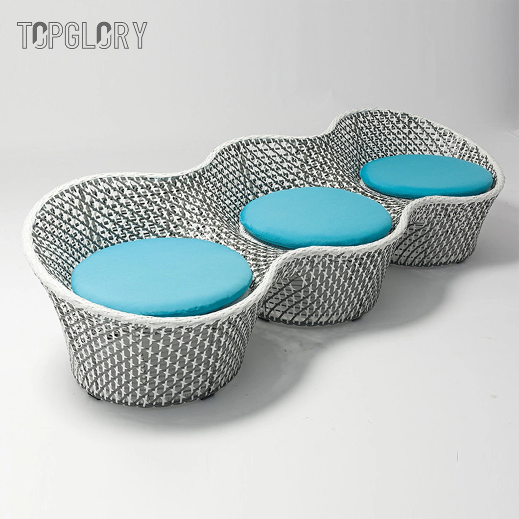 Modern Leisure Wicker Rattan Patio Hotel Swimming Pool Side Restaurant Outdoor Garden Furniture Aluminum Rope Sofa