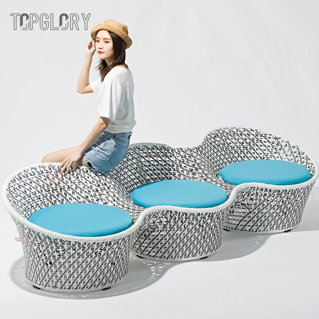 Modern Leisure Wicker Rattan Patio Hotel Swimming Pool Side Restaurant Outdoor Garden Furniture Aluminum Rope Sofa