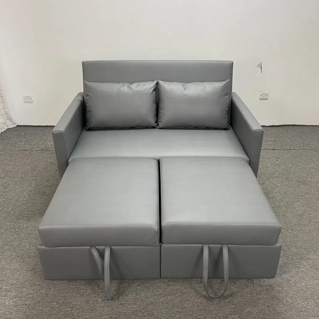 Gray Small Family Living Room Bedroom Lunch Break Folding Sofa Waterproof Dual-Purpose Sofabed