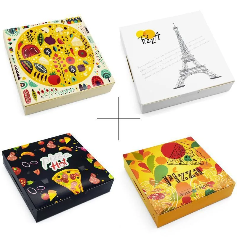 Size Shape Customizable Bio-Degradable Food Grade Kraft Paper Pizza Sandwich Fast Food Packing Paper Box