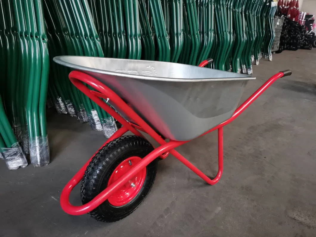 Heavy Duty Garden Construction Wheelbarrow with Galvanized Half Round Tray