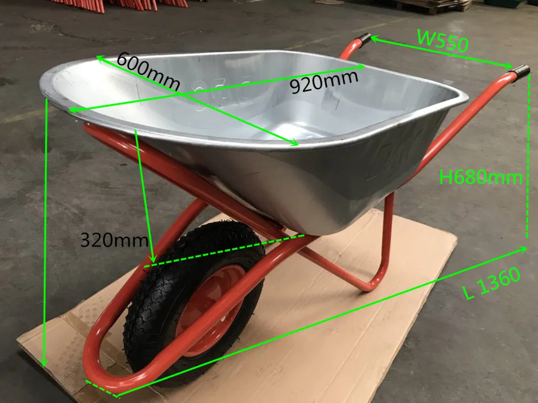 Heavy Duty Garden Construction Wheelbarrow with Galvanized Half Round Tray