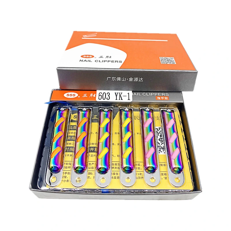 SSS 603yk-1 Plated Color Titanium Nail Clippers with Half Round and Half Hole Surface Are Convenient to Carry