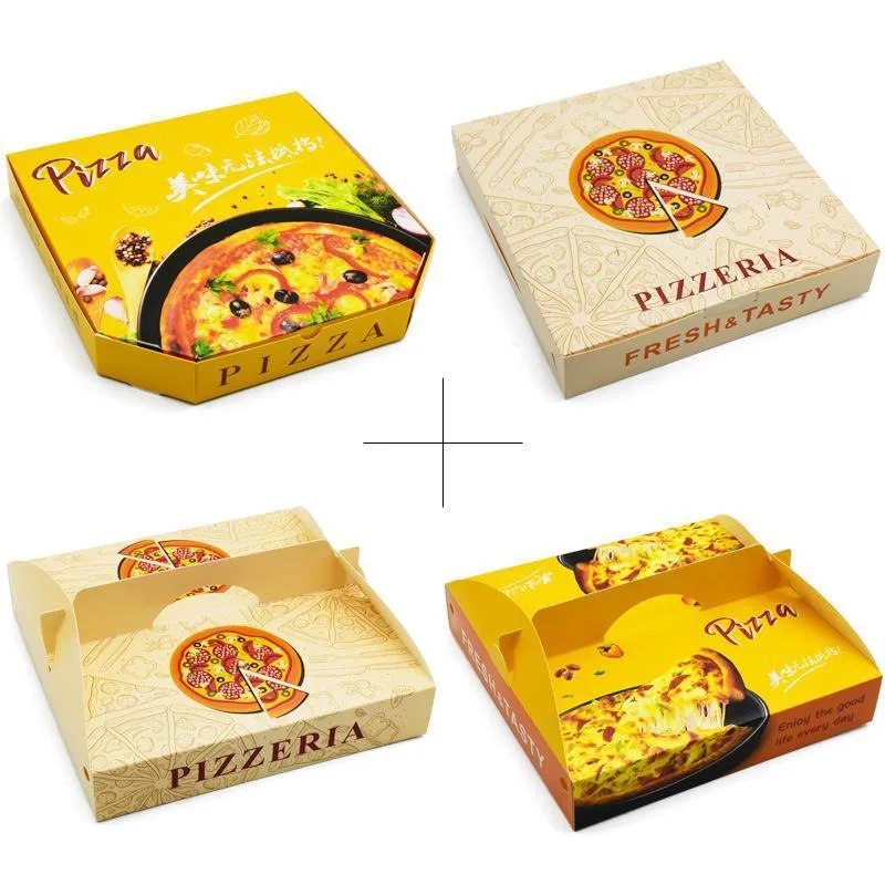 Size Shape Customizable Bio-Degradable Food Grade Kraft Paper Pizza Sandwich Fast Food Packing Paper Box