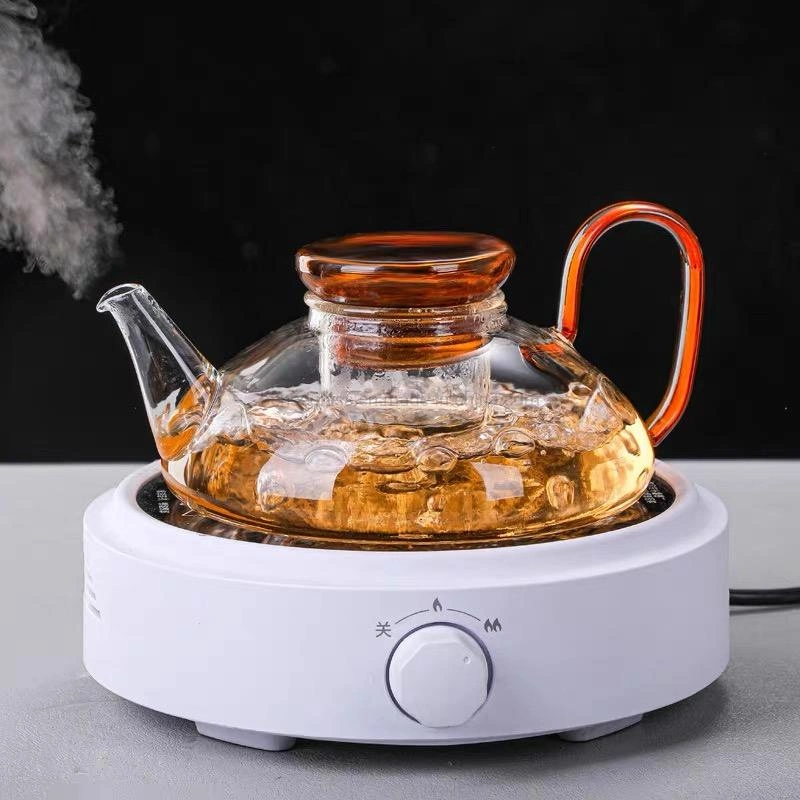 Durable Handmade High Borosil Glass Low Shape Teapot for Home and Office