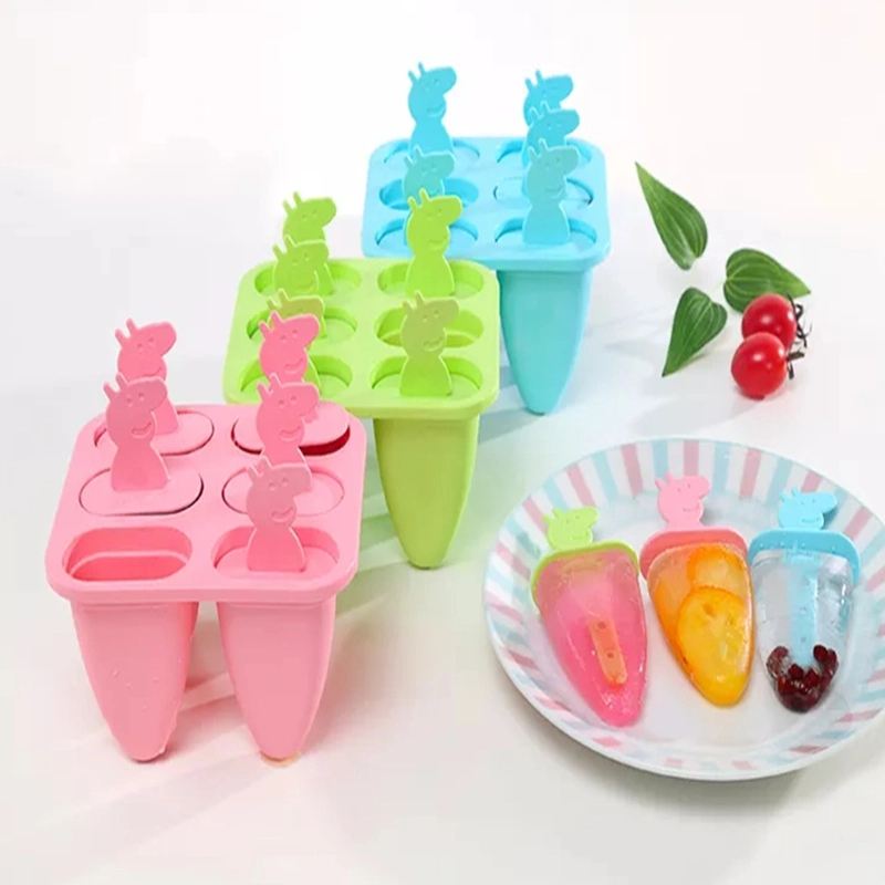 New Summer Cavity Frozen Yogurt Ice Milk Popsicle Mold for DIY Homemade with Wooden Sticks Blue