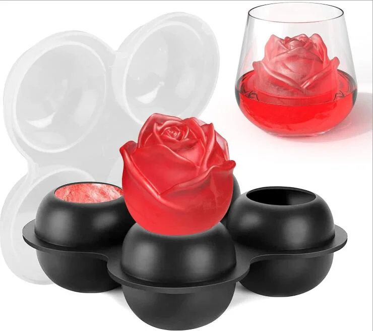 3D Silicone Rose Shape Ice Mold Suitable for Summer