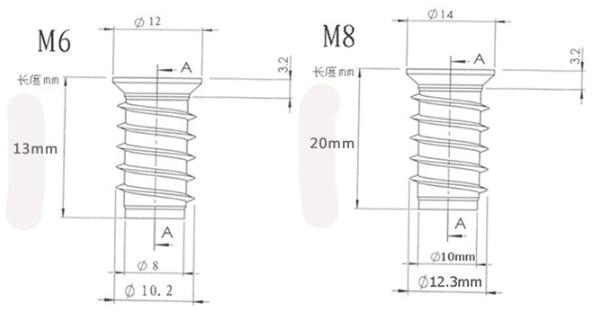 Yellow Zinc Hex Drive Nut Insert Furniture Nut Furniture Wood Insert Nut