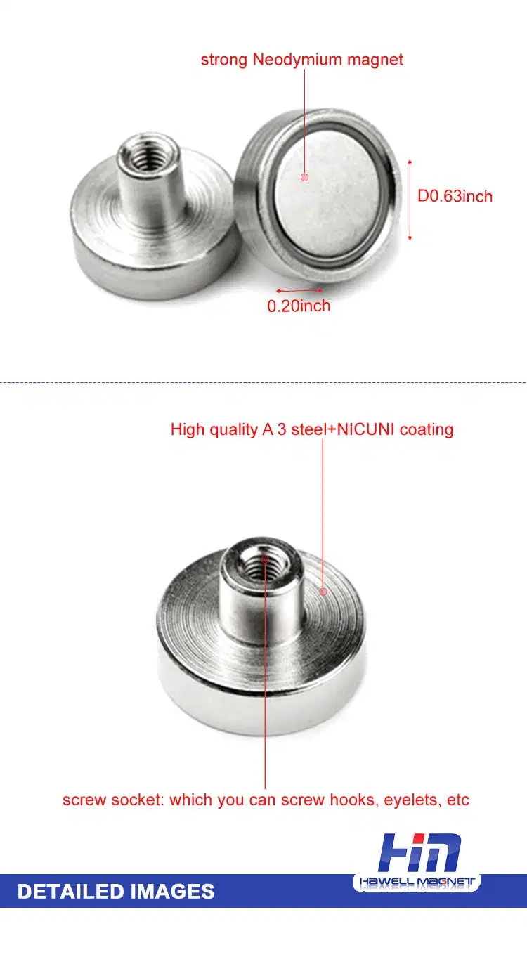 Custom Neodymium Strong Screw Internal Thread Magnetic Pot Holding Magnets with Inner Thread