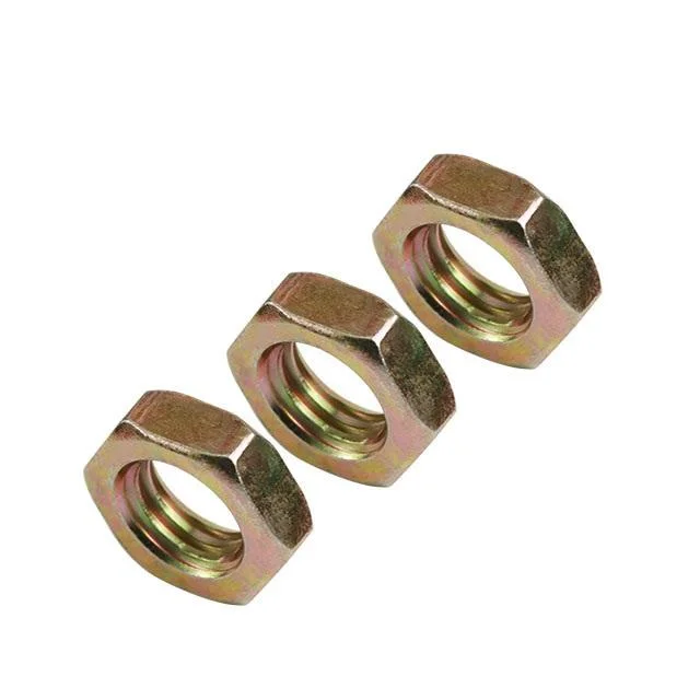 China All Sizes Carbon Steel Yellow Zinc Plated Galvanized Hexagon Head Hex Thin Nut