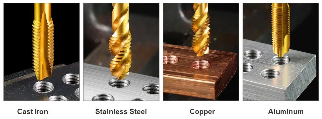 Straight Drill Taflet Tap Tools Standard Size Titanium HSS Steel Spiral Pointed Tap