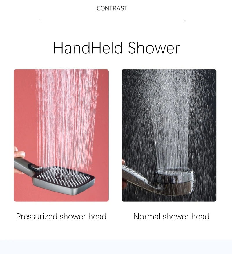 Gun Grey Piano Key Design Showers Rainfall Shower Handheld Spay Bottom Spout Stainless Steel Shower Set