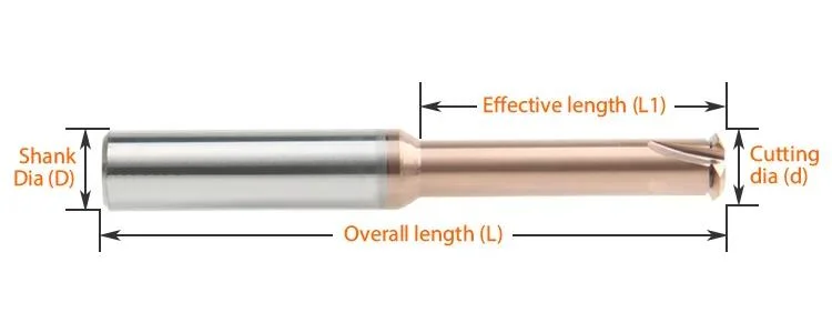 Single Flute Spiral End Mill Three-Tooth Solid Carbide Thread End Mill Full-Tooth Thread Mill Support Non-Standard Customization