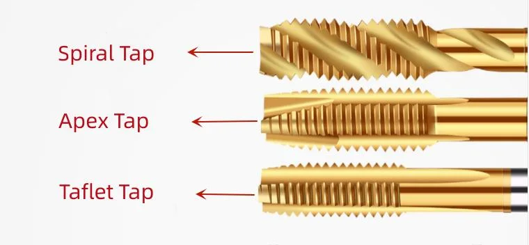 Straight Drill Taflet Tap Tools Standard Size Titanium HSS Steel Spiral Pointed Tap