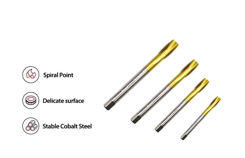 HSS DIN376 Machine Taps M12-M24 Spiral Point Taps Metric Screw Taps Tapping with Tin Coated