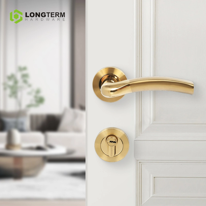 Interior Bedroom Stainless Steel Tubular Lever Round Rosettes Mortise Door Lock Handle