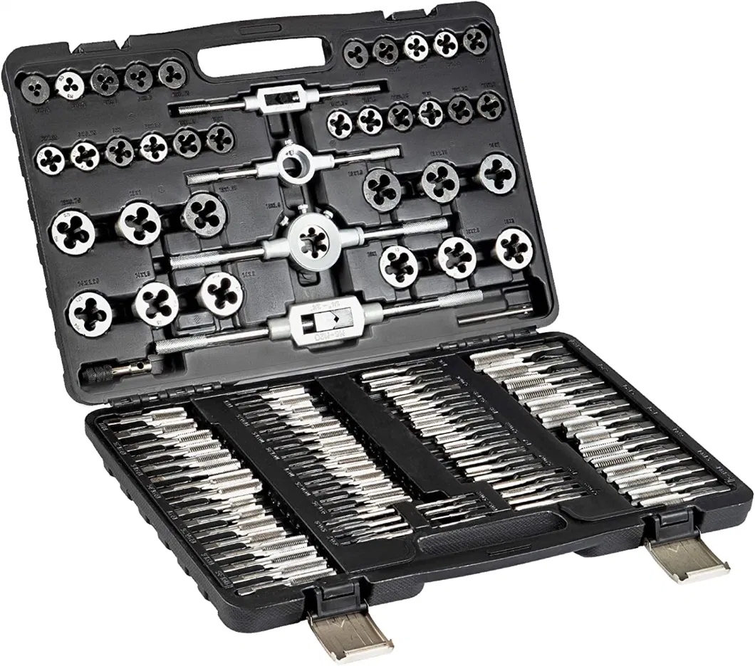 110 Piece Hardened Alloy Steel Metric Tap and Die Threading Tool Set with Storage Case Tap and Die Kit Professional