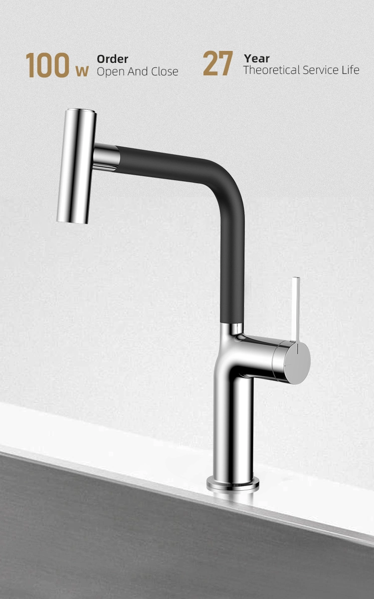 Gun Grey Hot Cold Mixer Waterfall Pull out Down Sink Kitchen Faucet Single Hole Multiple Water Outlets Rotation Tap