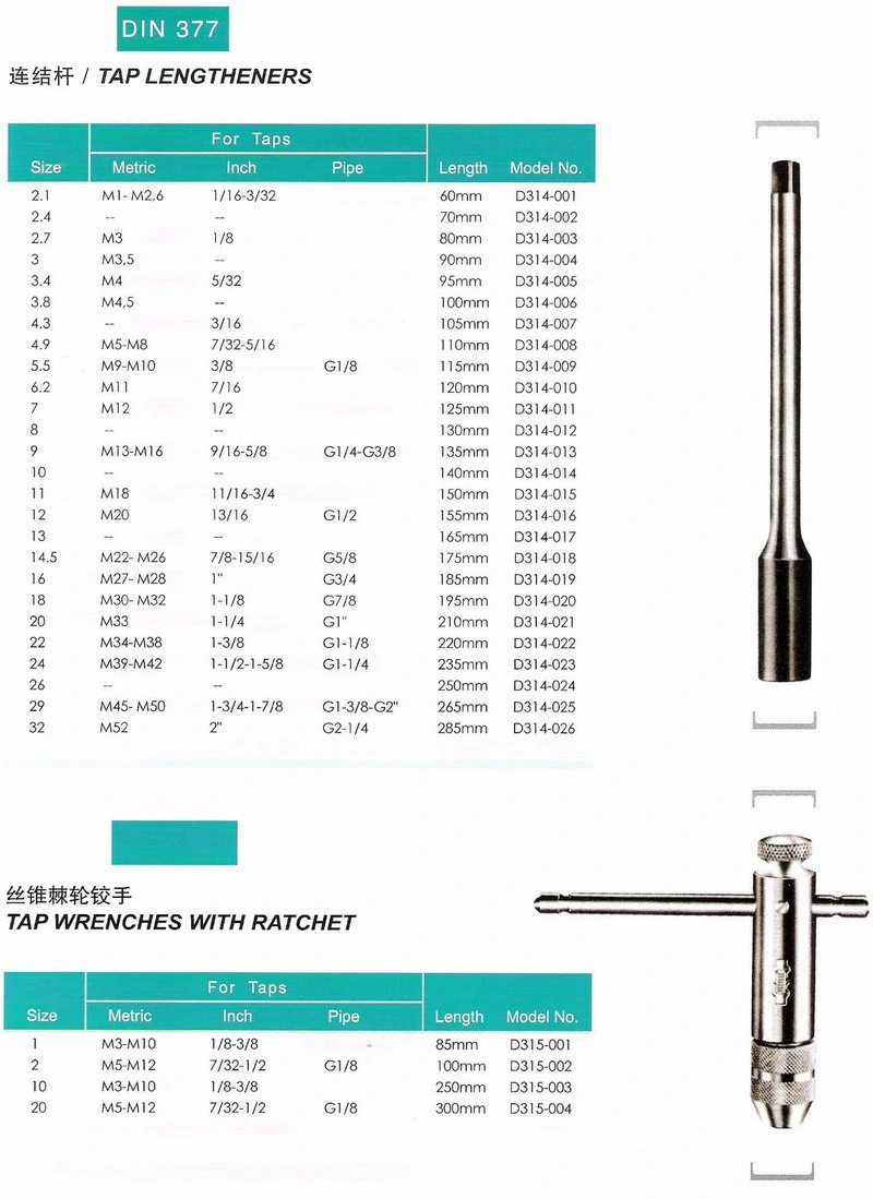 DIN ISO ASME Screw Tap Hexagon Dies Tap Wrench Handle