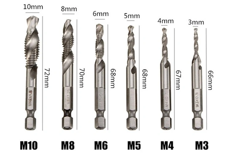 M3 to M10 Metric Titanium Combined Combination HSS Drill Tap Bit Set for Screw Tapping Threading Tools