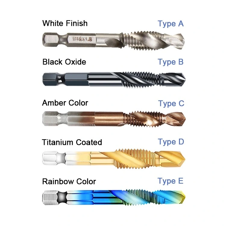 M3 to M10 Metric Titanium Combined Combination HSS Drill Tap Bit Set for Screw Tapping Threading Tools