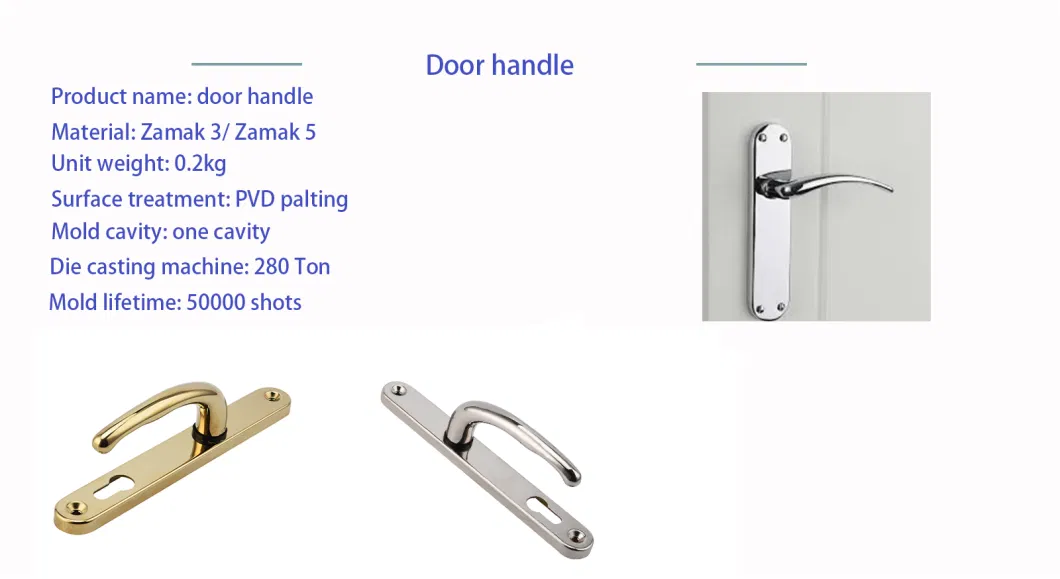 Gold PVD Europe Zinc Alloy Lever Door Handle on Round Rose