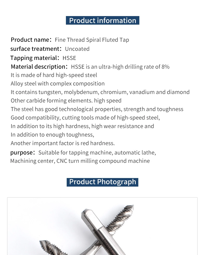 Hsse-M35 JIS Spiral Fluted Taps Unf Uns 0-90 0-80 1-72 2-64 3-56 4-48 5-44 6-48 6-40 8-40 3/16 10-48 10-36 10-32 12-32 12-28 1/4 Machine Fine Thread Screw Tap