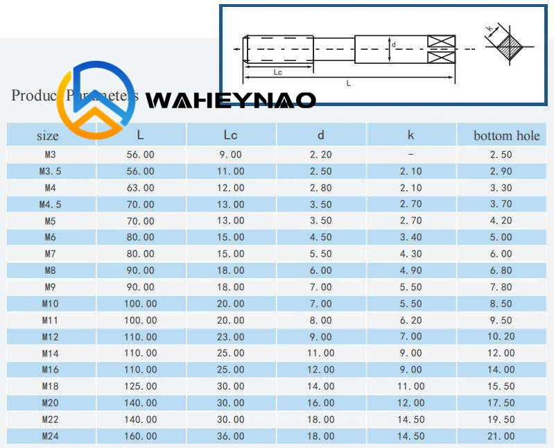 Waheynao DIN376 Spiral Straight Flute Tap Die HSS M35 5% Cobalt M2 6542 Screw Machine Taps