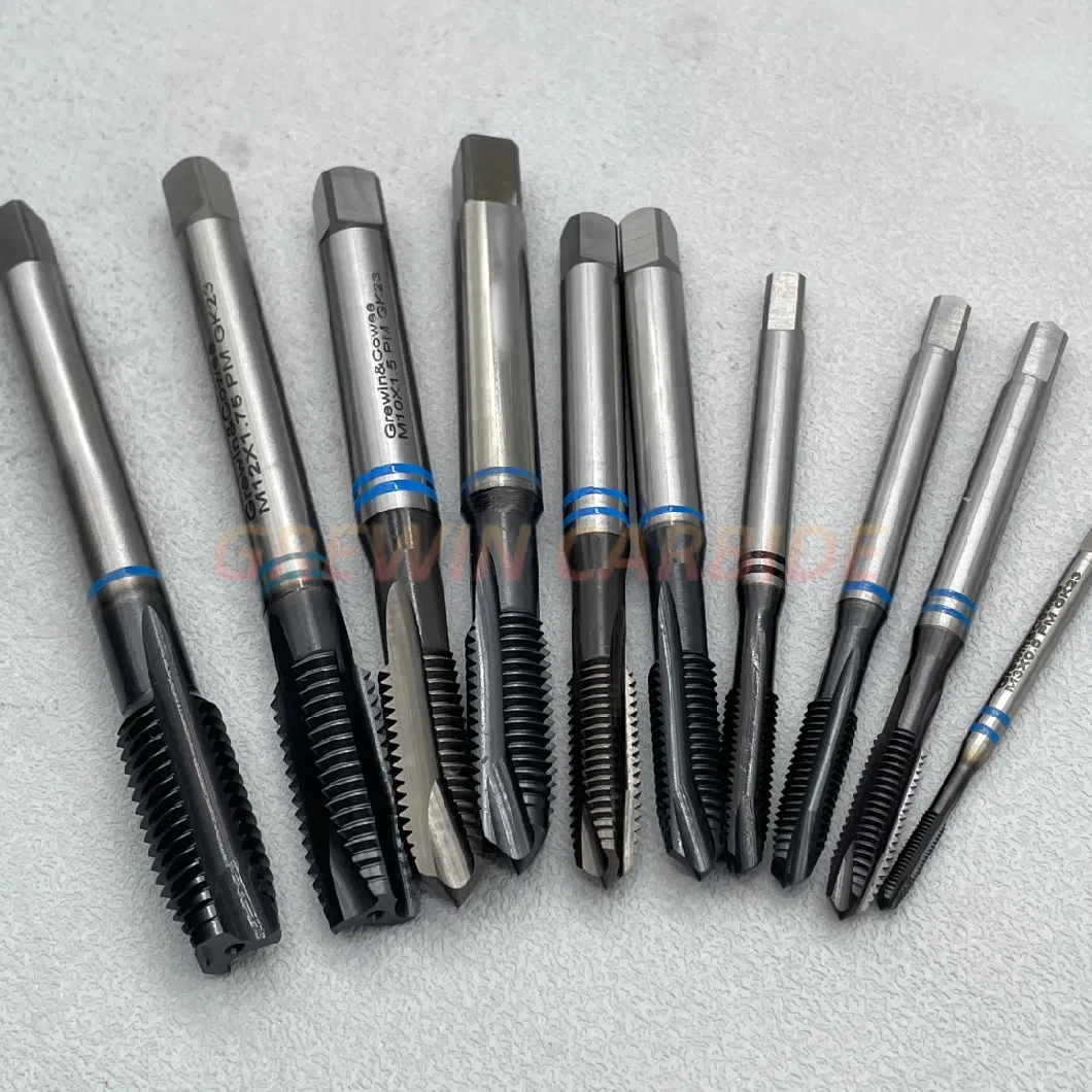 Grewin&Cowee-High Quality Hsse HSS-Pm Machine Taps Spiral Point Tap DIN371 DIN376 with Blue Ring for Through Hole for Stainless Steel, Nickel Alloy, Titanium