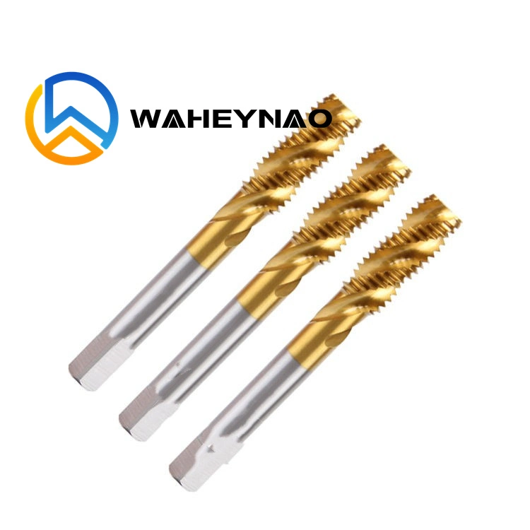 Waheynao Tin Coated Hsse Machine Taps M2 M3 M4 M5 M6 Hssco5 Hssco8 Spiral Flute Taps for Stainless Steel