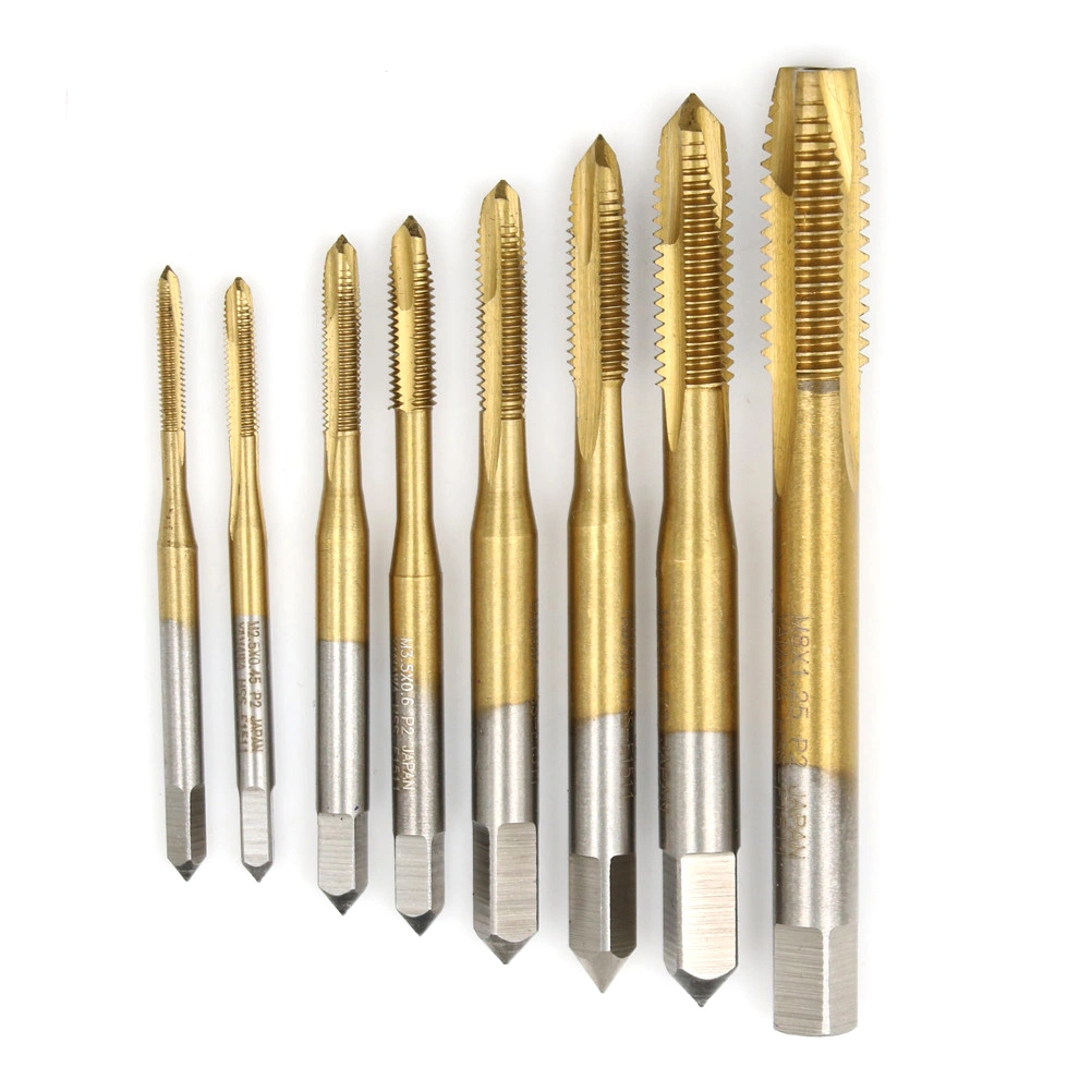 M2/M2.5/M3/M3.5/M4/M5/M6/M8 Spiral Point Thread Plug Handle Taps HSS Titanium Machine Right Hand Tap Drill