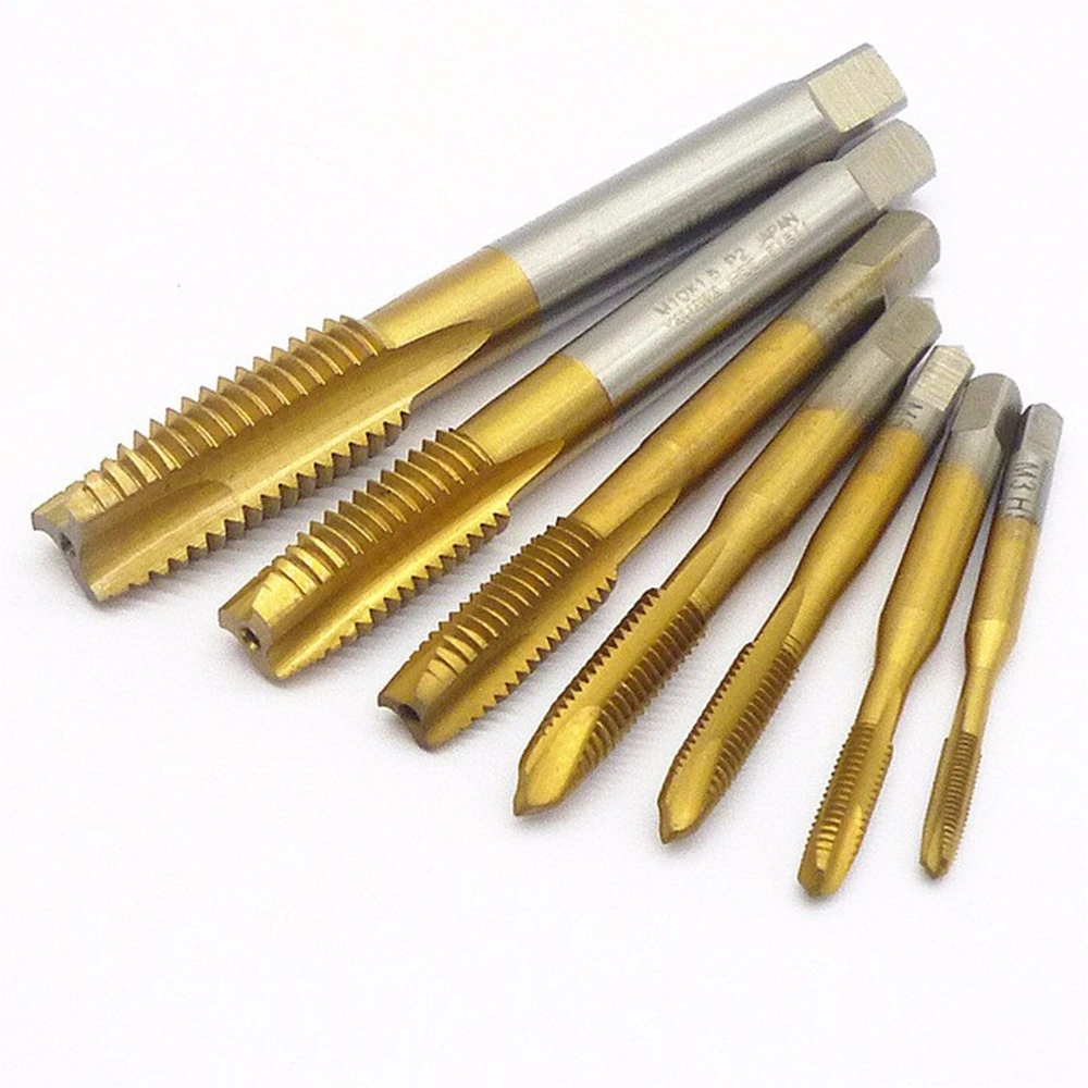 Metric Machine Screw Tap HSS Ti-Coated Hand Spiral Point 4 Straight Flutes Plug Thread Tapping Bearing Steel M2 M24 High Speed