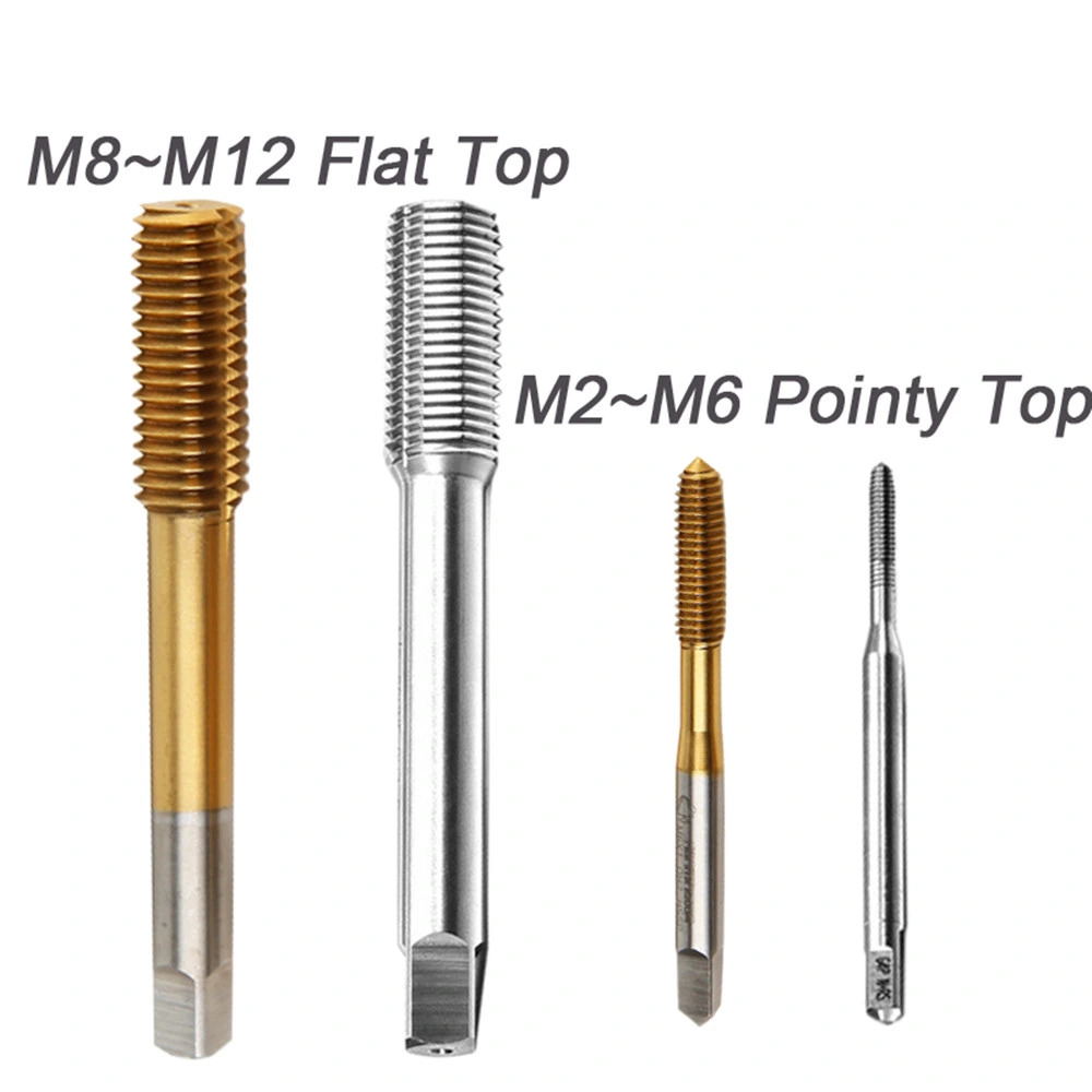 M2/M2.5/M3/M3.5/M4/M5/M6/M8 Spiral Point Thread Plug Handle Taps HSS Titanium Machine Right Hand Tap Drill