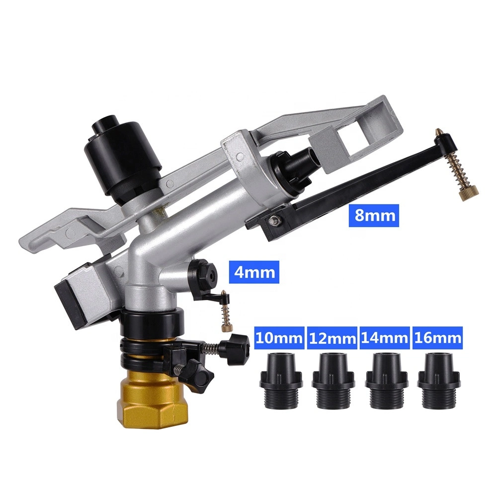 1.2&quot; Female Thread Long Spray Distance Sprinklers Gun Garden Farm Agriculture Irrigation Watering Nozzles Rain Gun Gift 4 Nozzle