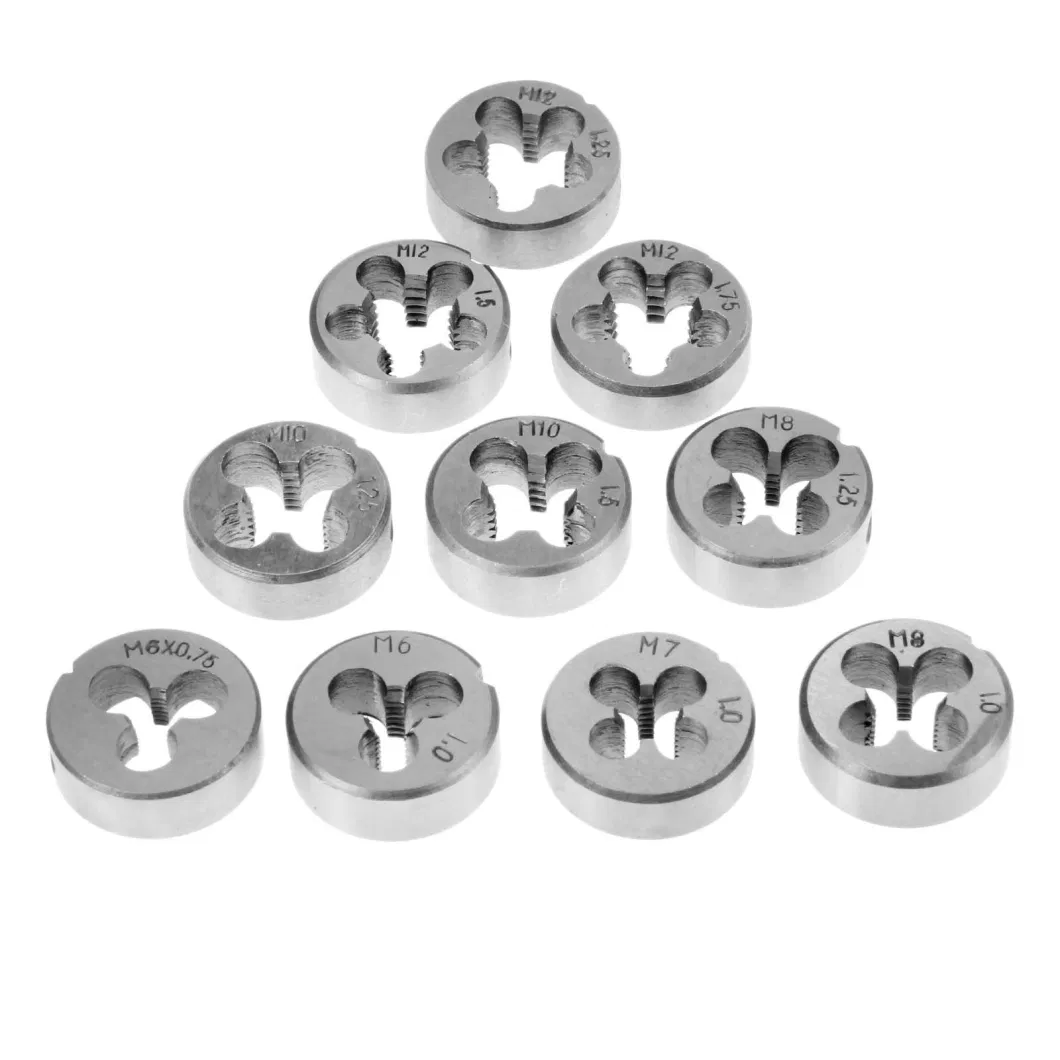 High Quality 10PC Round Threading Dies Set Thread Processing Tool for Processing or Correcting External Threads