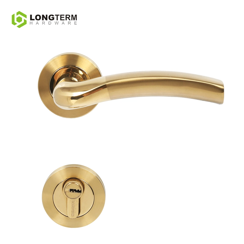 Interior Bedroom Stainless Steel Tubular Lever Round Rosettes Mortise Door Lock Handle