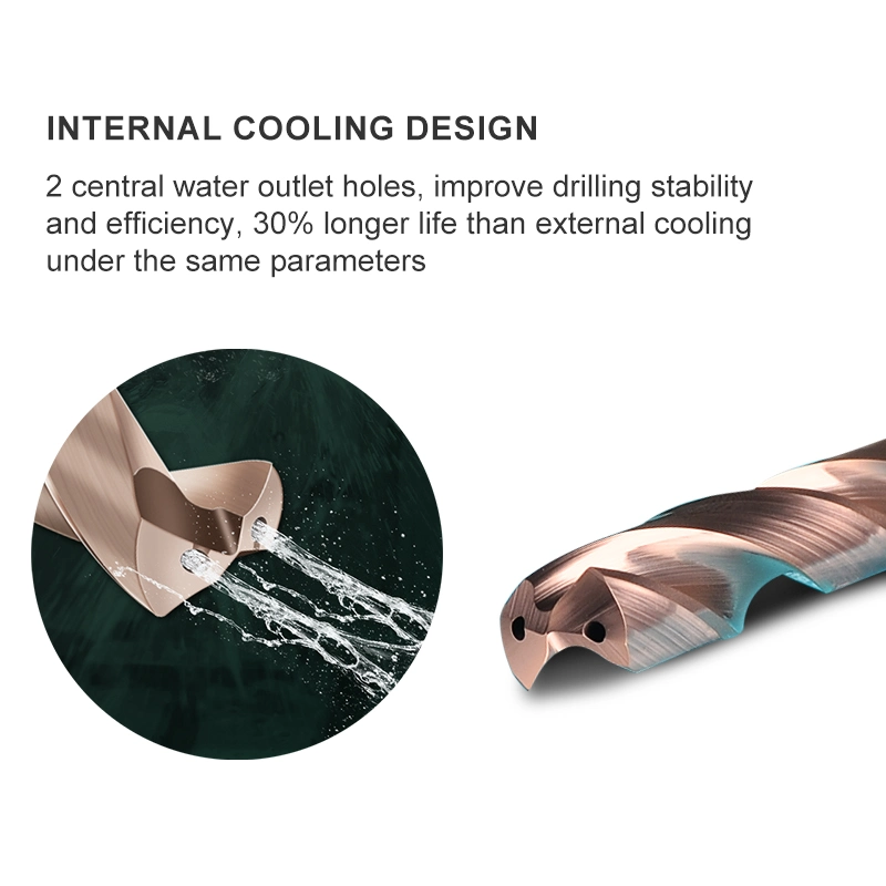 Internal Drilling Tool Coolant Drill Bits 4 Flutes Solid Spiral Carbide Drills