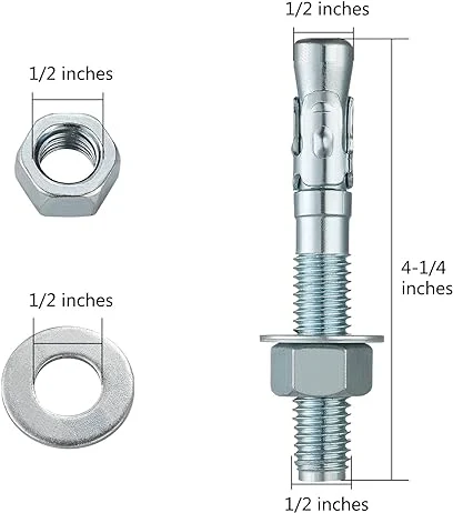 1/2X7&quot; Inch Standard Fasteners for Heavy-Duty Zinc Wedge Anchors for Cement and Concrete