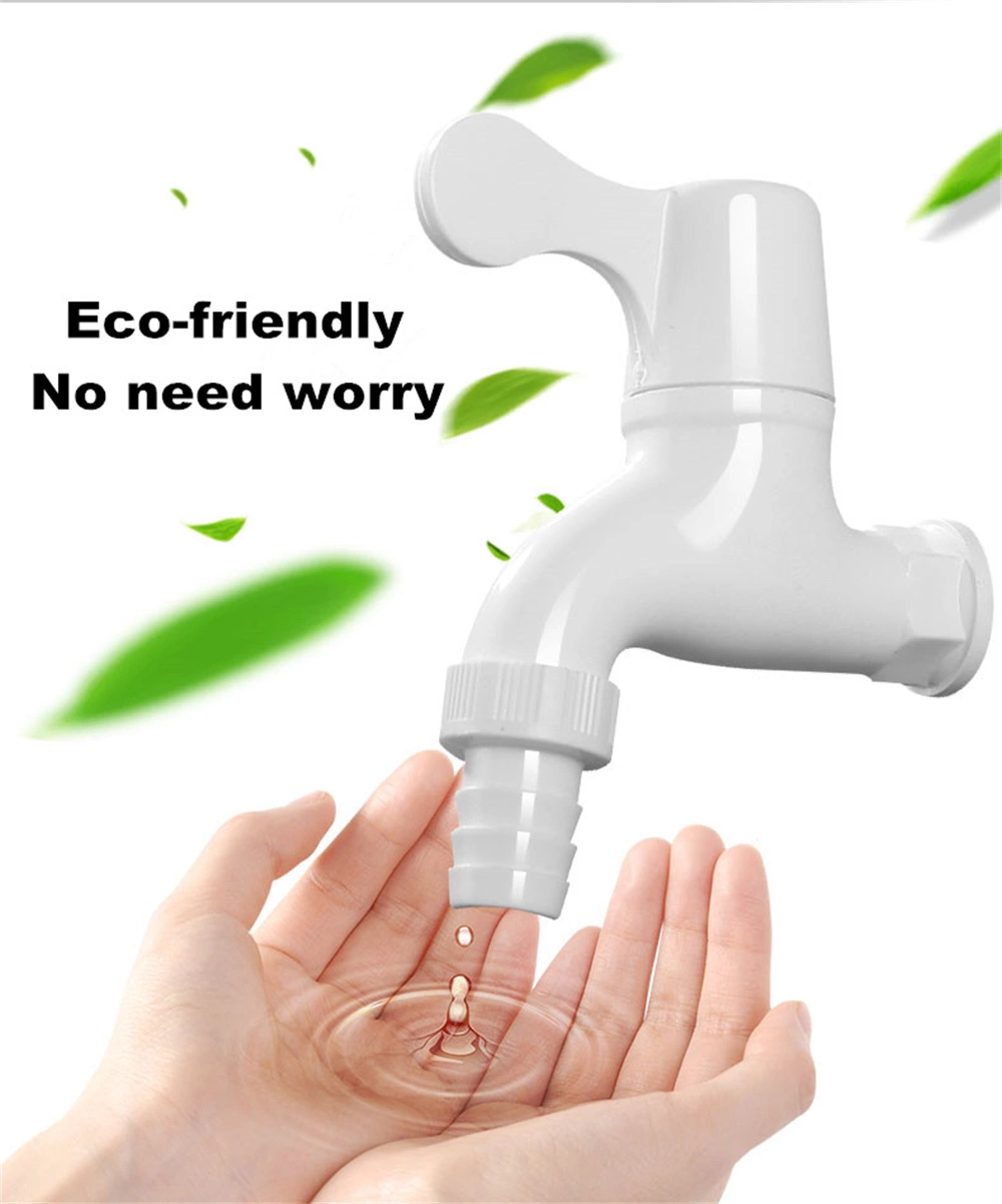 Lesso Wall Mounted Single Handle Kitchen DN15 20 Washing Machine Bibcock Bathroom Faucets White PVC Plastic Taps for Home