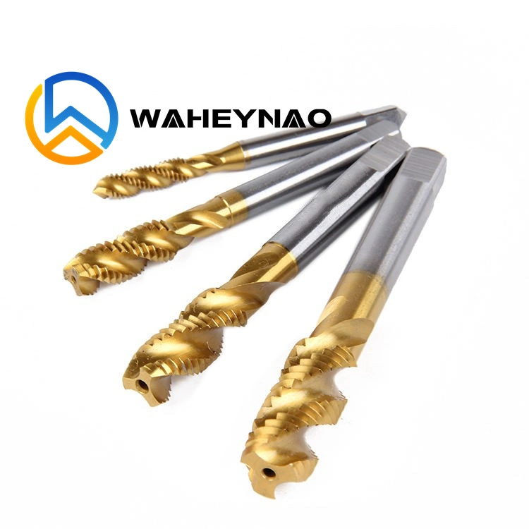 Waheynao Tin Coated Hsse Machine Taps M2 M3 M4 M5 M6 Hssco5 Hssco8 Spiral Flute Taps for Stainless Steel