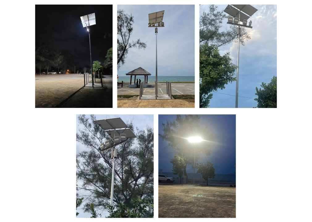 Customized Outdoor Solar Light Pole High Power Energy Material Steel Type Round Street Light Pole