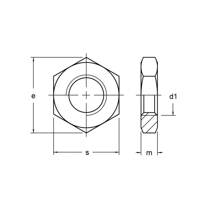 China All Sizes Carbon Steel Yellow Zinc Plated Galvanized Hexagon Head Hex Thin Nut