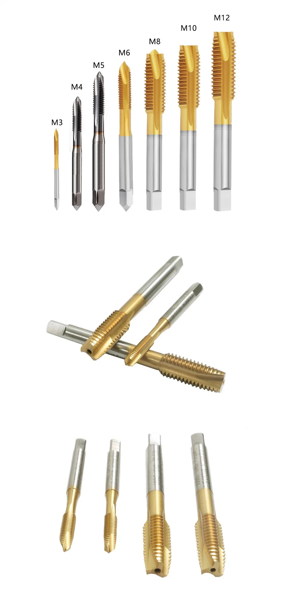 HSS M4*0.7mm High Precision Tin Coated Spiral Point Taps