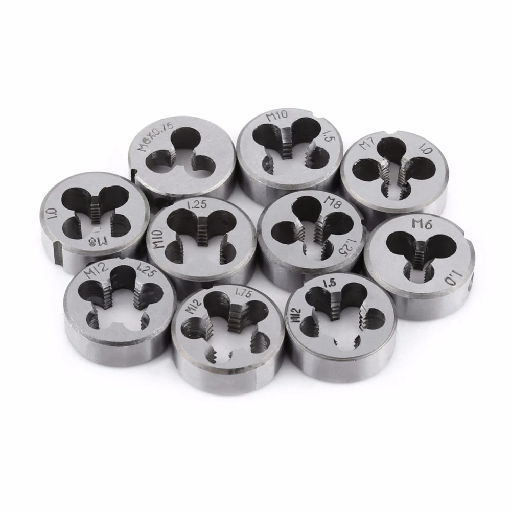 High Quality 10PC Round Threading Dies Set Thread Processing Tool for Processing or Correcting External Threads