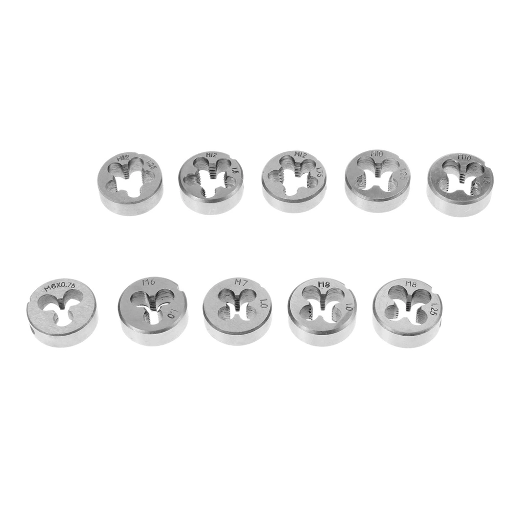 High Quality 10PC Round Threading Dies Set Thread Processing Tool for Processing or Correcting External Threads