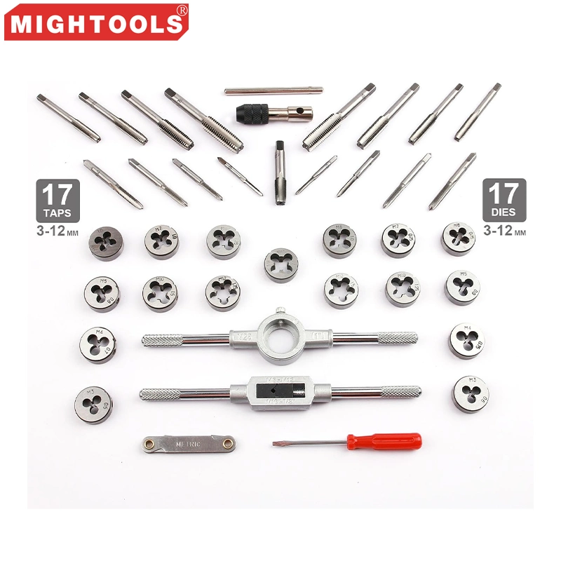 40-Piece Premium Tap and Die Set, Metric Screw Threads M3, M4, M5, M6, M7, M8, M10, M12, Both Coarse and Fine Types