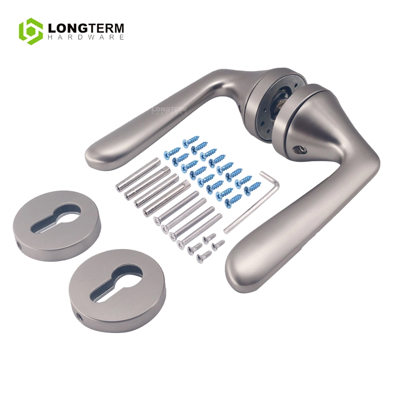 Round Rosette Zinc Alloy Mortise Lock Handle Room Entry Lever Door Handle