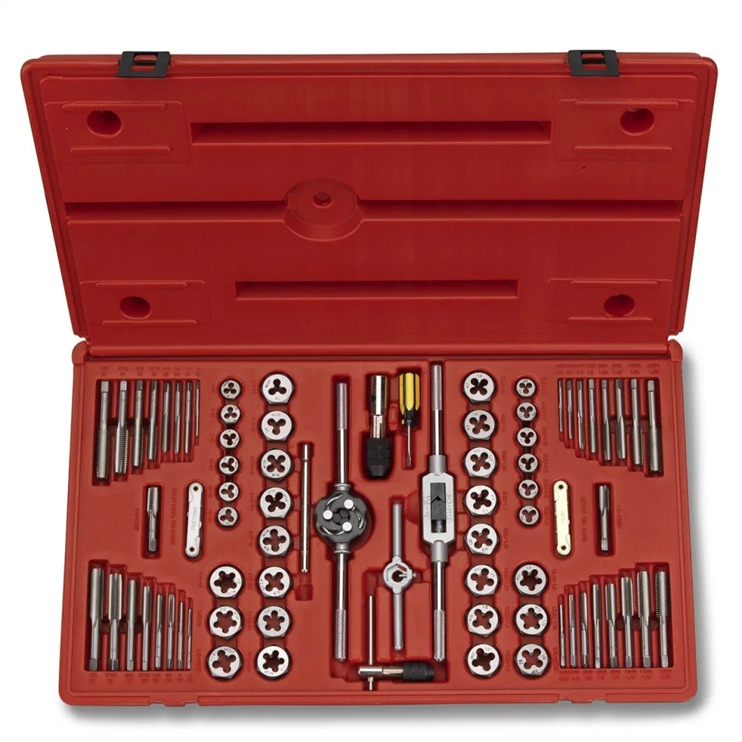 76 Piece Threading Tool Tap and Die Set Standard &amp; Metric Alloy Steel Hexagon T Type Wrench SAE